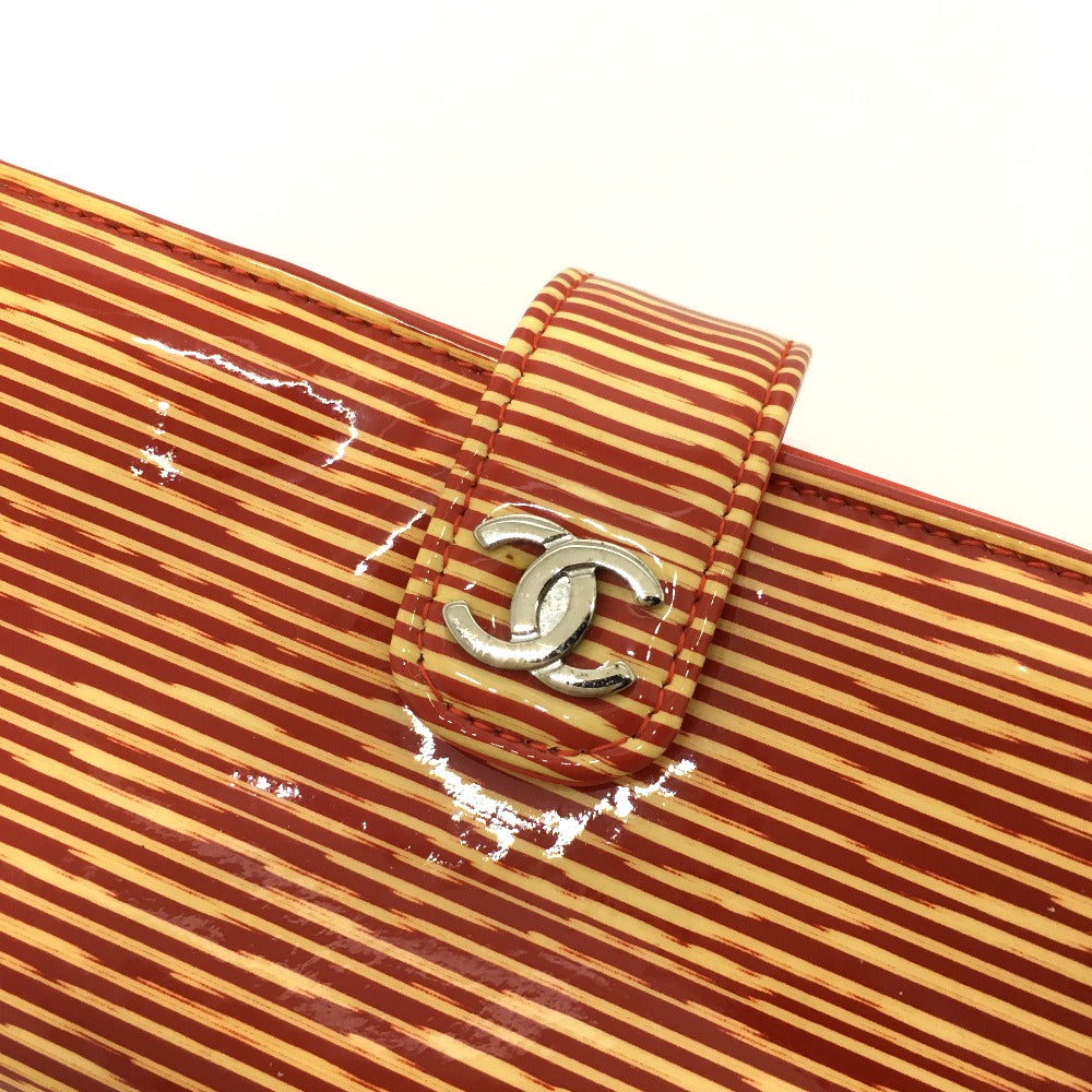 CHANEL Pouch Patent leather Orange CC COCO Mark border Women Used