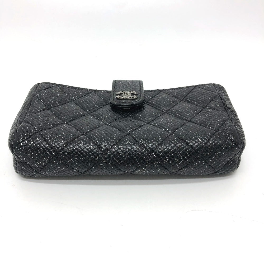CHANEL Pouch leather black CC COCO Mark Matrasse Women Used