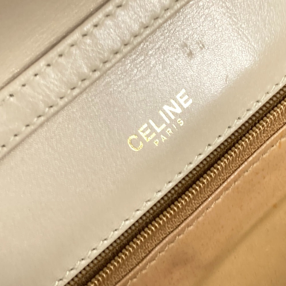 CELINE Shoulder Bag leather beige Pochette bag Crossbody Triomphe Women Secondhand