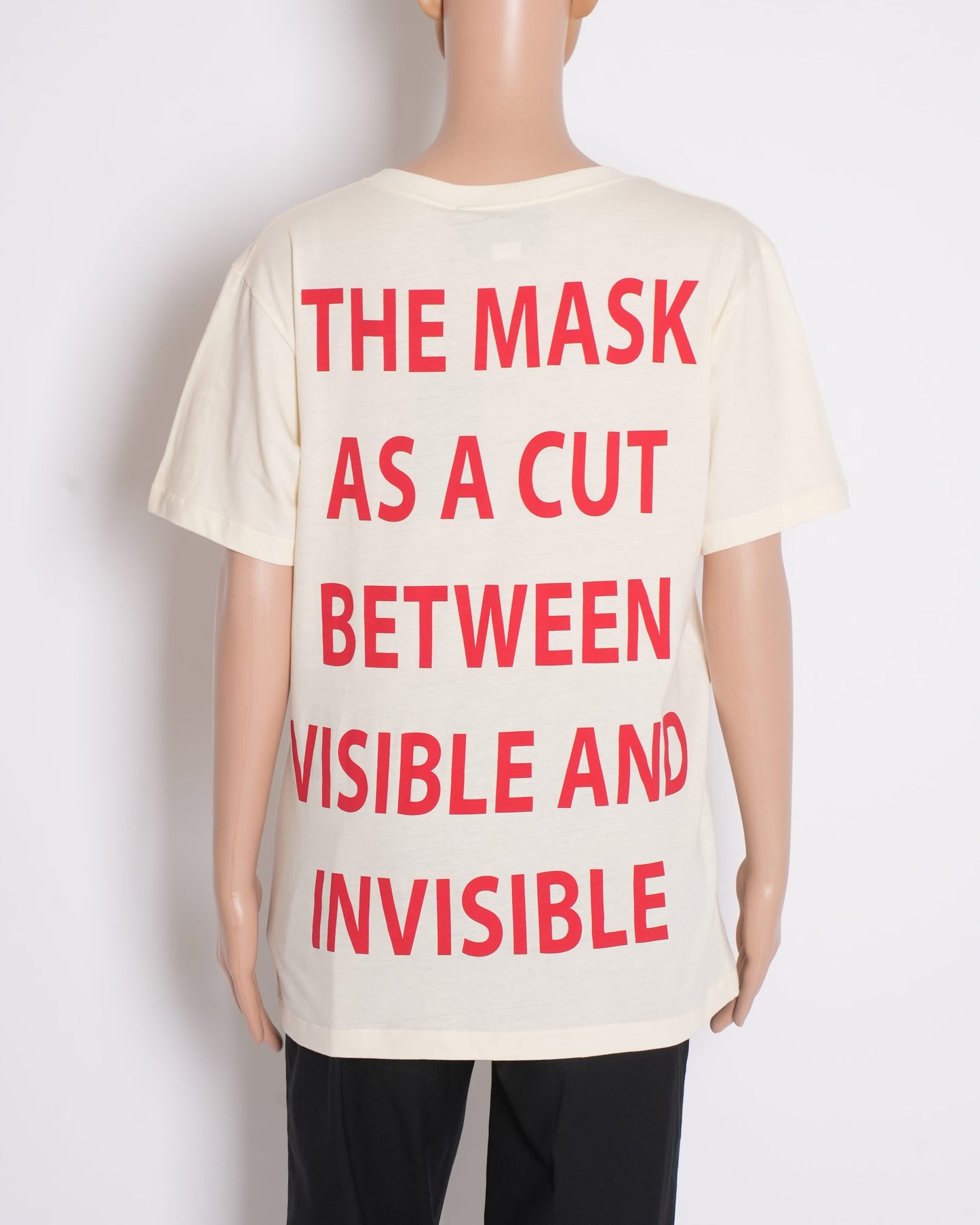 Gucci Cream Manifesto Logo Printed Cotton Oversized Crewneck T-Shirt