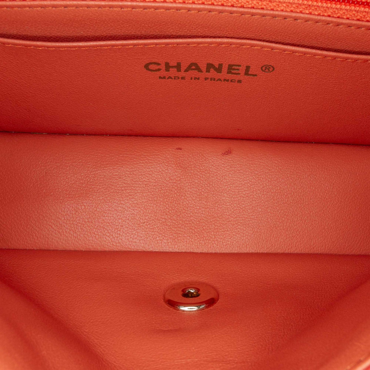 Orange Chanel Mini Rectangular Classic Lambskin Single Flap Crossbody Bag