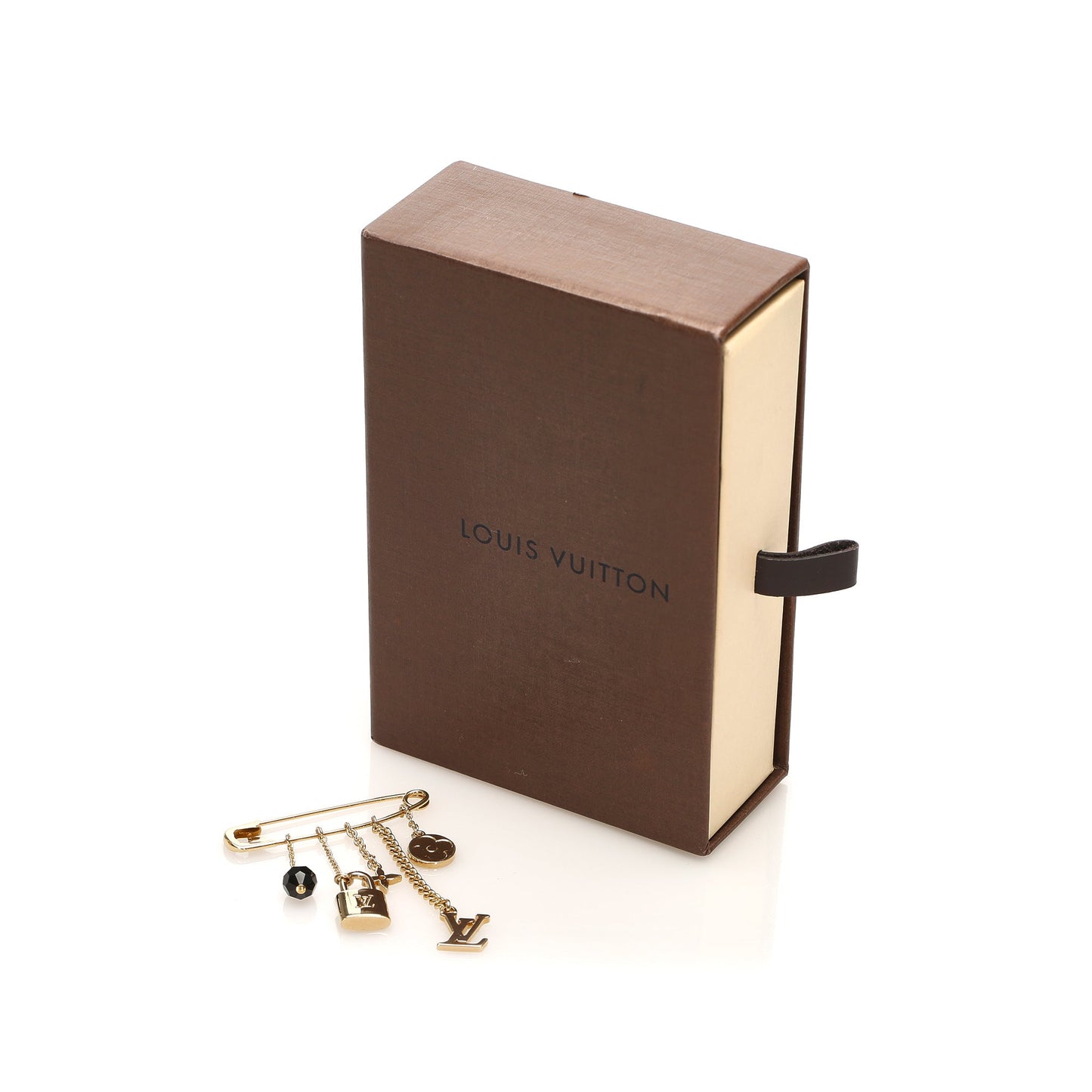 Louis-Vuitton Monogram Charms Brooch Gold