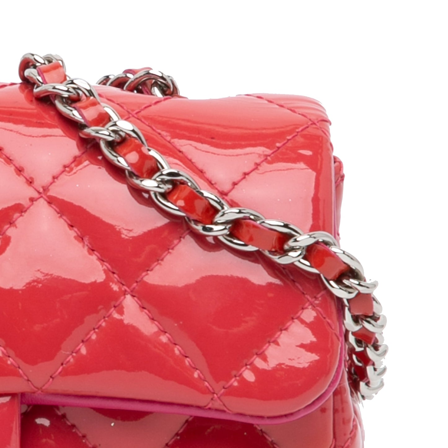 Red Chanel Extra Mini Rectangular Classic Patent Flap Crossbody Bag