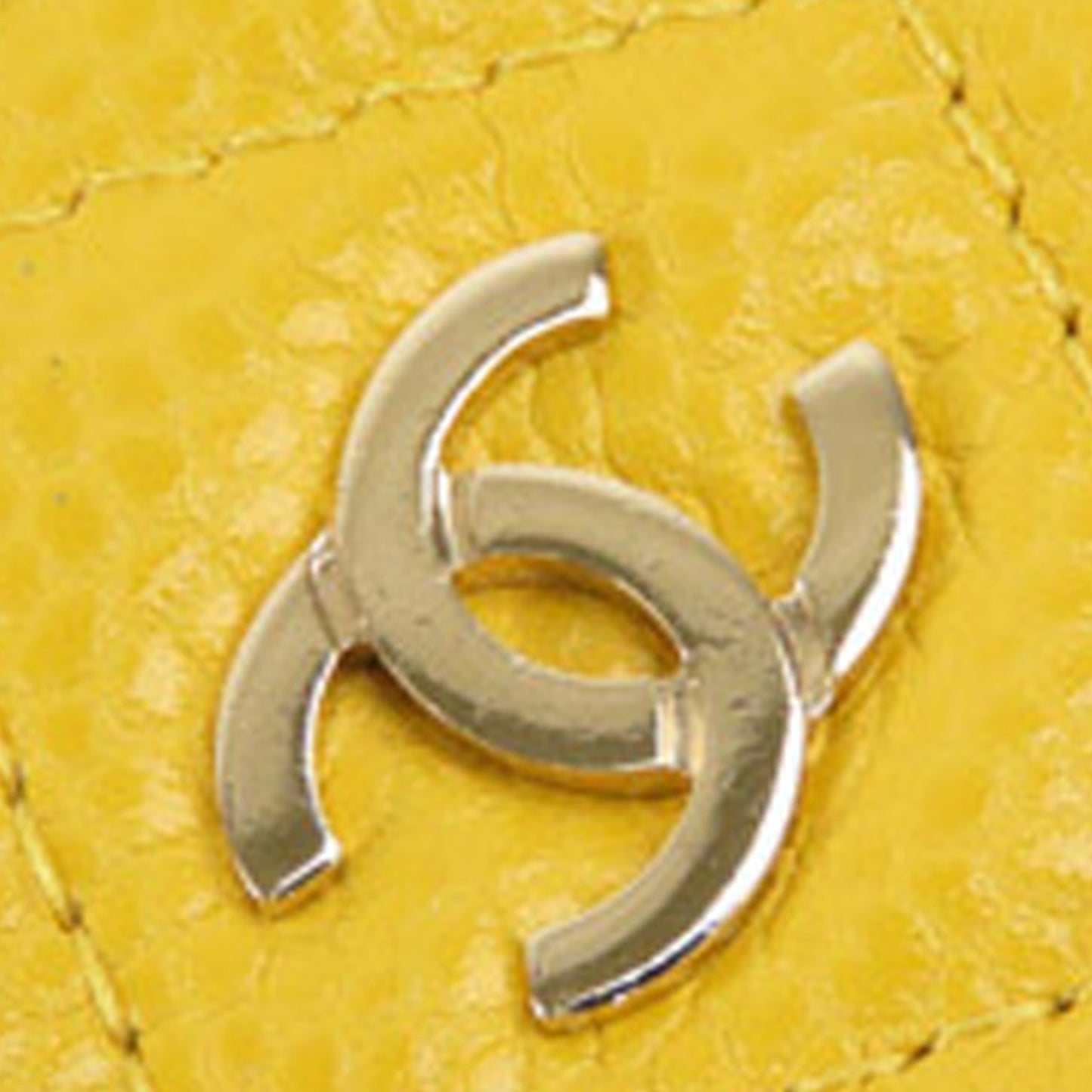 CC Caviar Leather Wallet on Chain Yellow