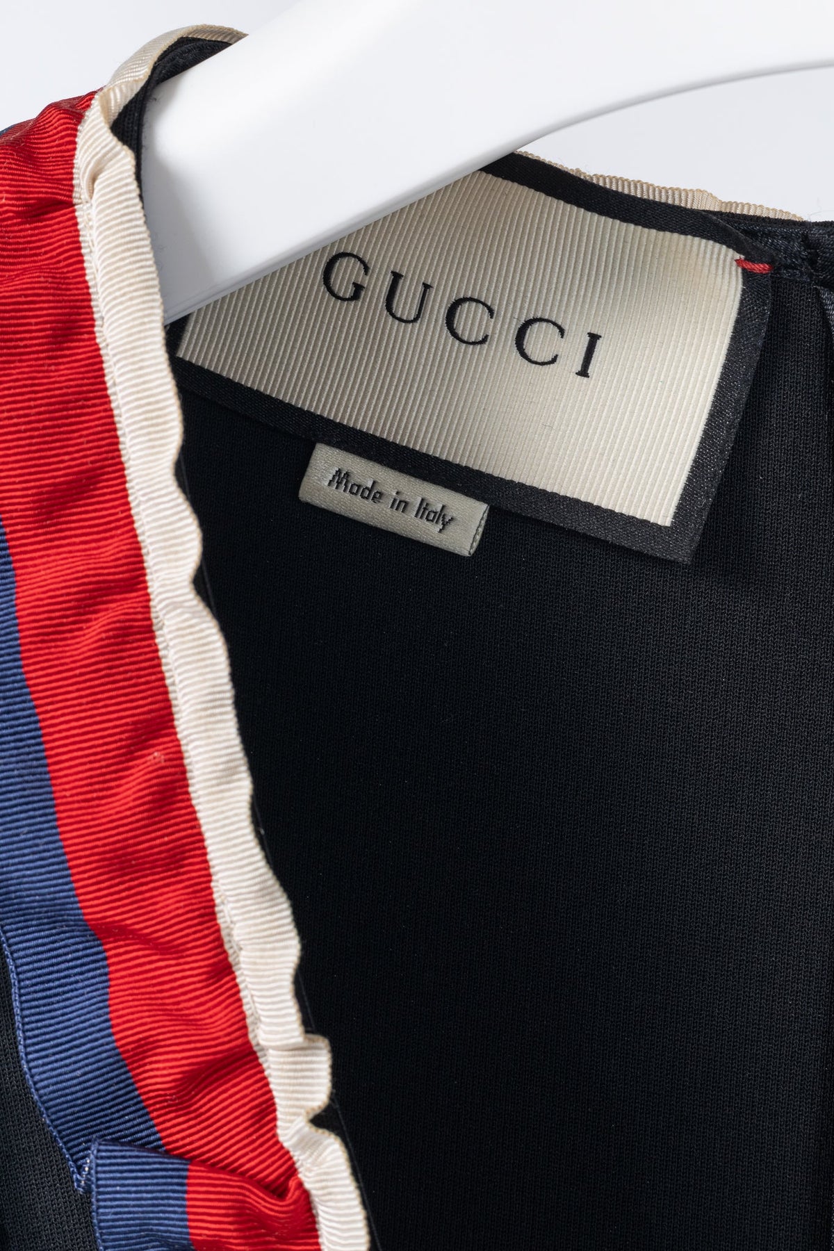 Gucci Black Sylvie-Web Ruffle-Detail Short Dress