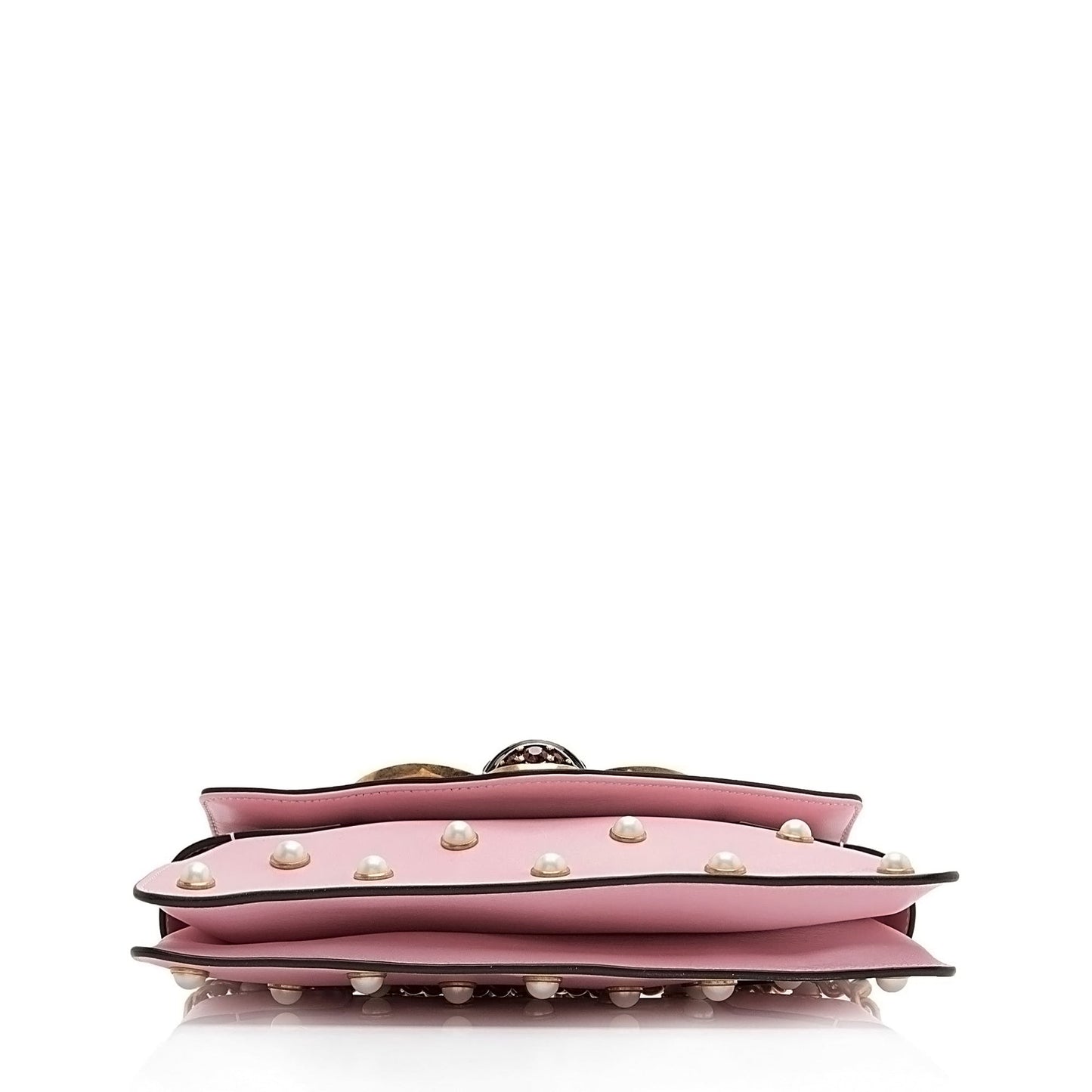 Gucci Calfskin Pearl Bee Broadway Mini Shoulder Bag (SHF-11dMr1)
