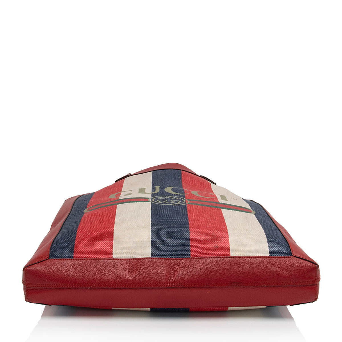 Gucci Canvas Sylvie Striped Logo Tote (SHF-S666dF)