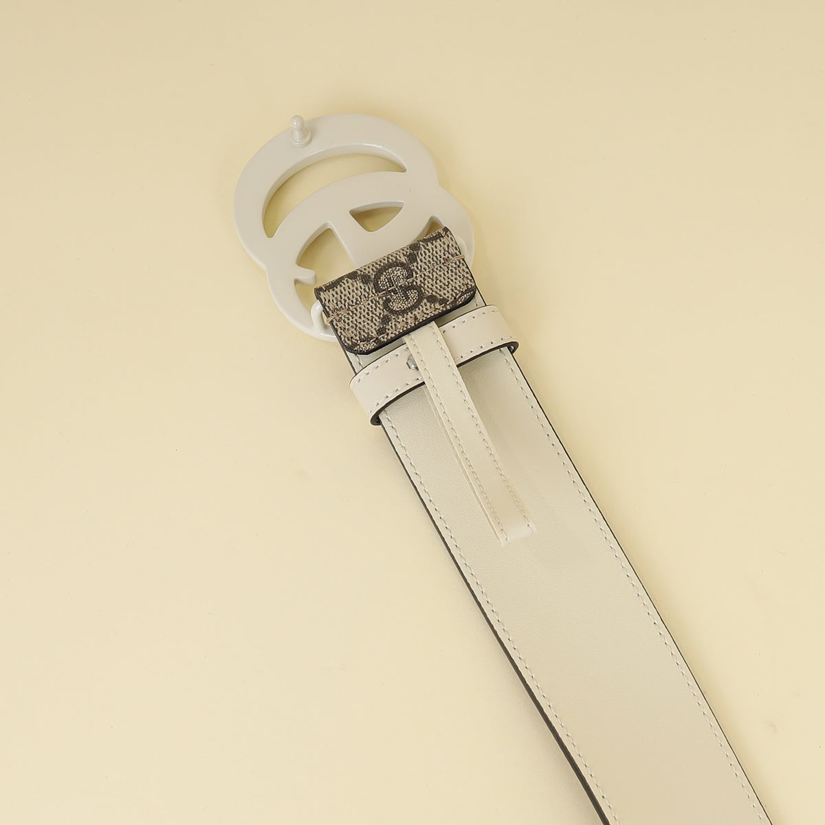 Gucci Bicolor Double G Buckle Supreme Belt 32