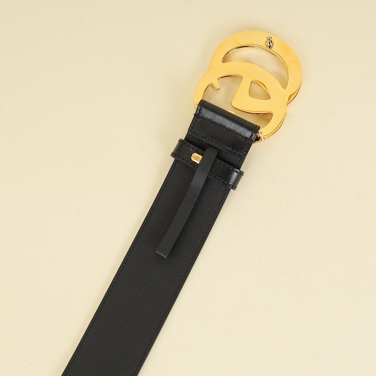 Gucci Black GG Marmont Wide Belt W/ Shiny Buckle 36