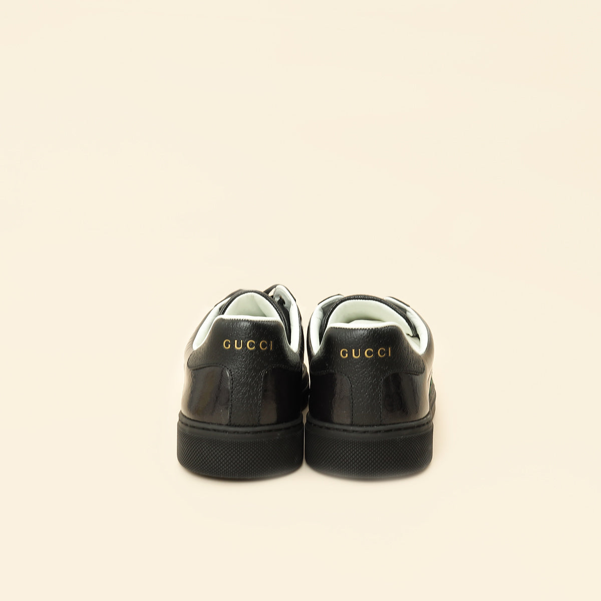 Gucci Black GG Crystal Ace Trainer w/ Web 40.5