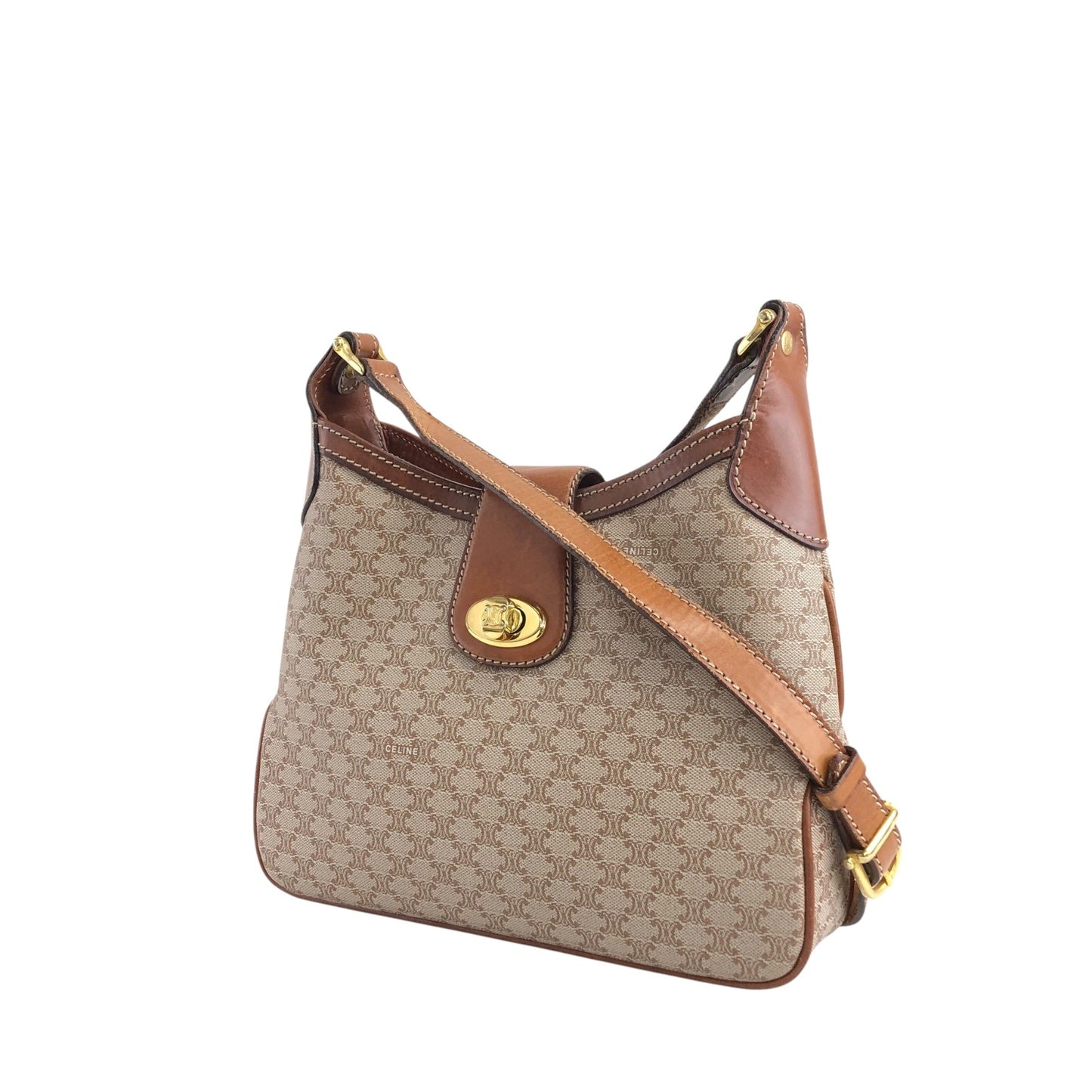 CELINE Turn Lock Shoulder bag Beige Vintage 457idi