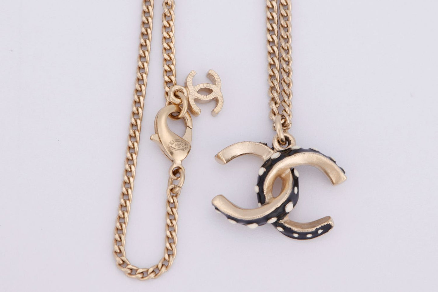 Chanel Small CC Black Polka Dot Necklace