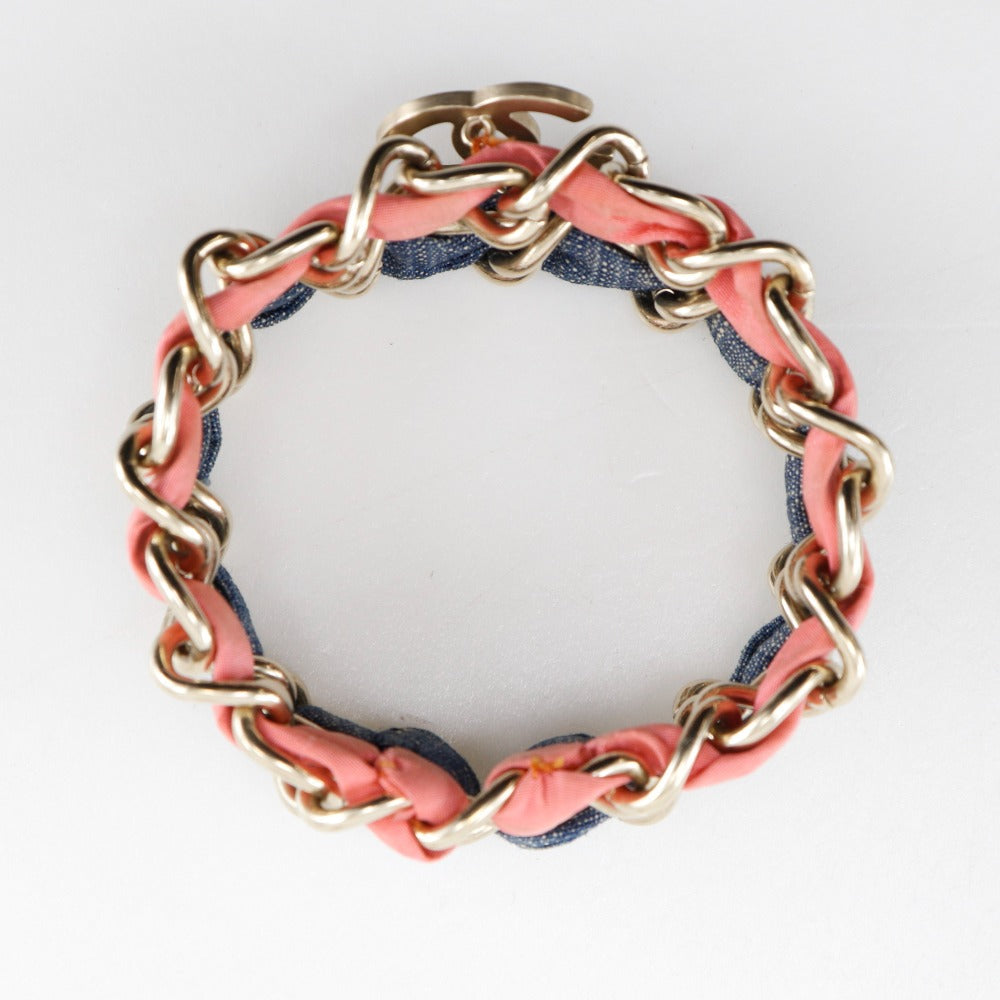 CHANEL bracelet Metal, Denim Silver Chain 2 COCO Mark