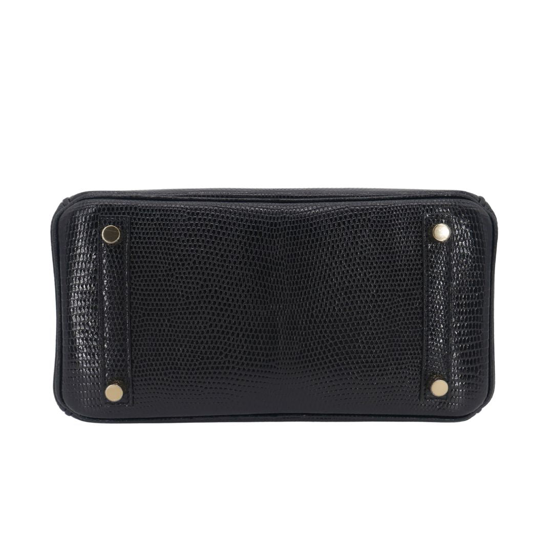 Hermès 25cm Birkin Black Lizard Gold Hardware