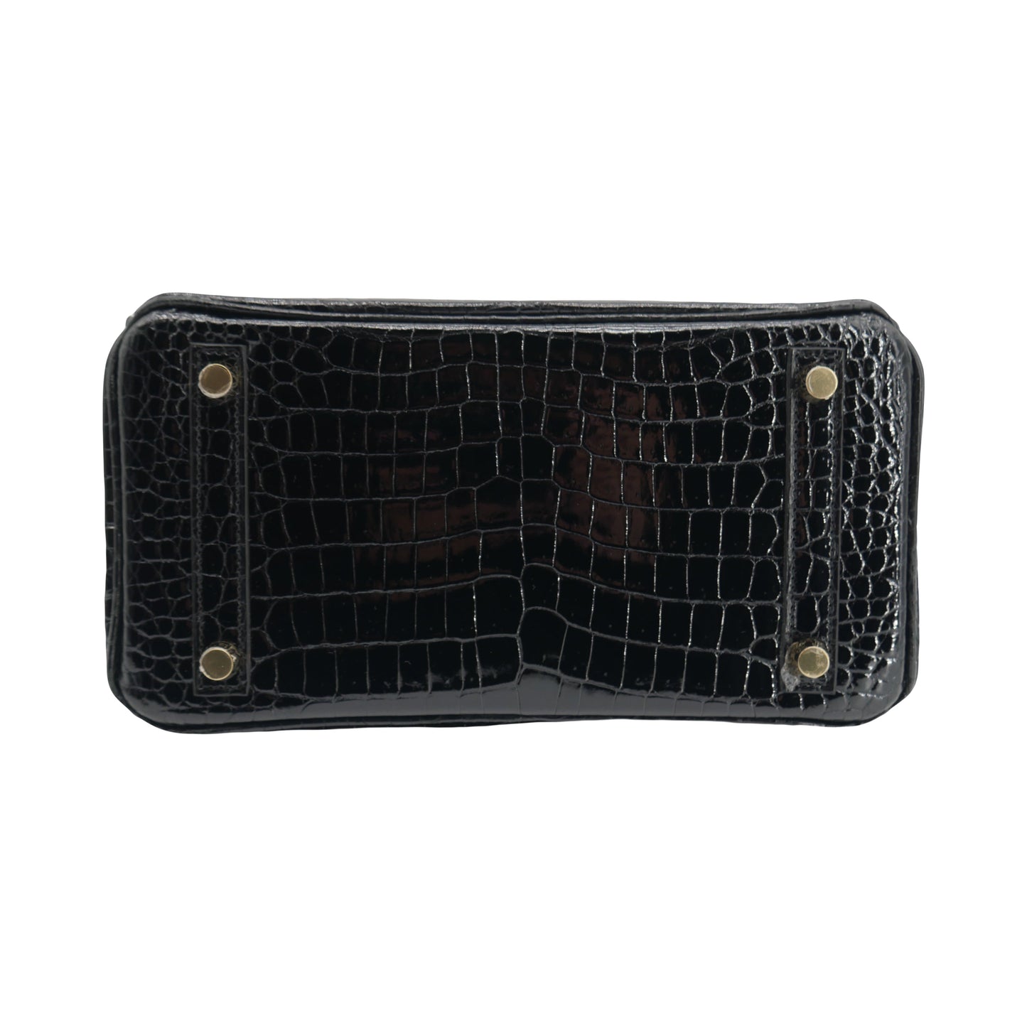Hermès 25cm Birkin Black Shiny Porosus Crocodile Gold Hardware