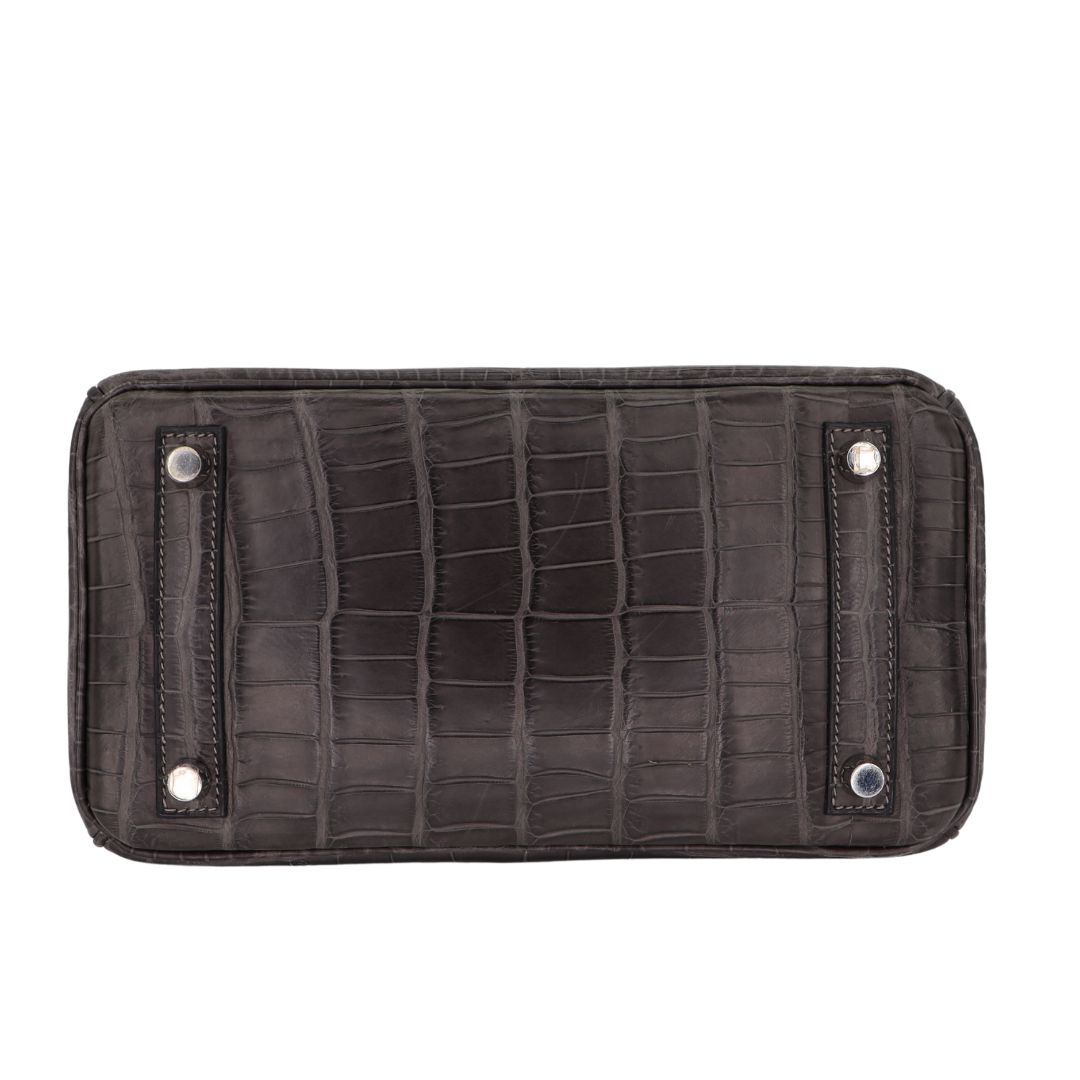 Hermès 25cm Birkin Graphite Matte Niloticus Crocodile Palladium Hardware