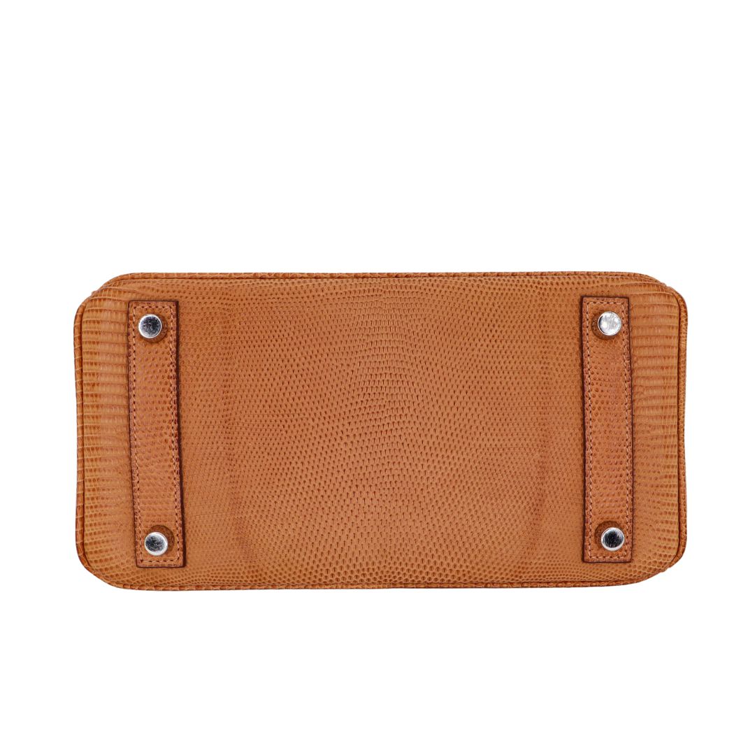 Hermès 25cm Birkin Natural Lizard Palladium Hardware