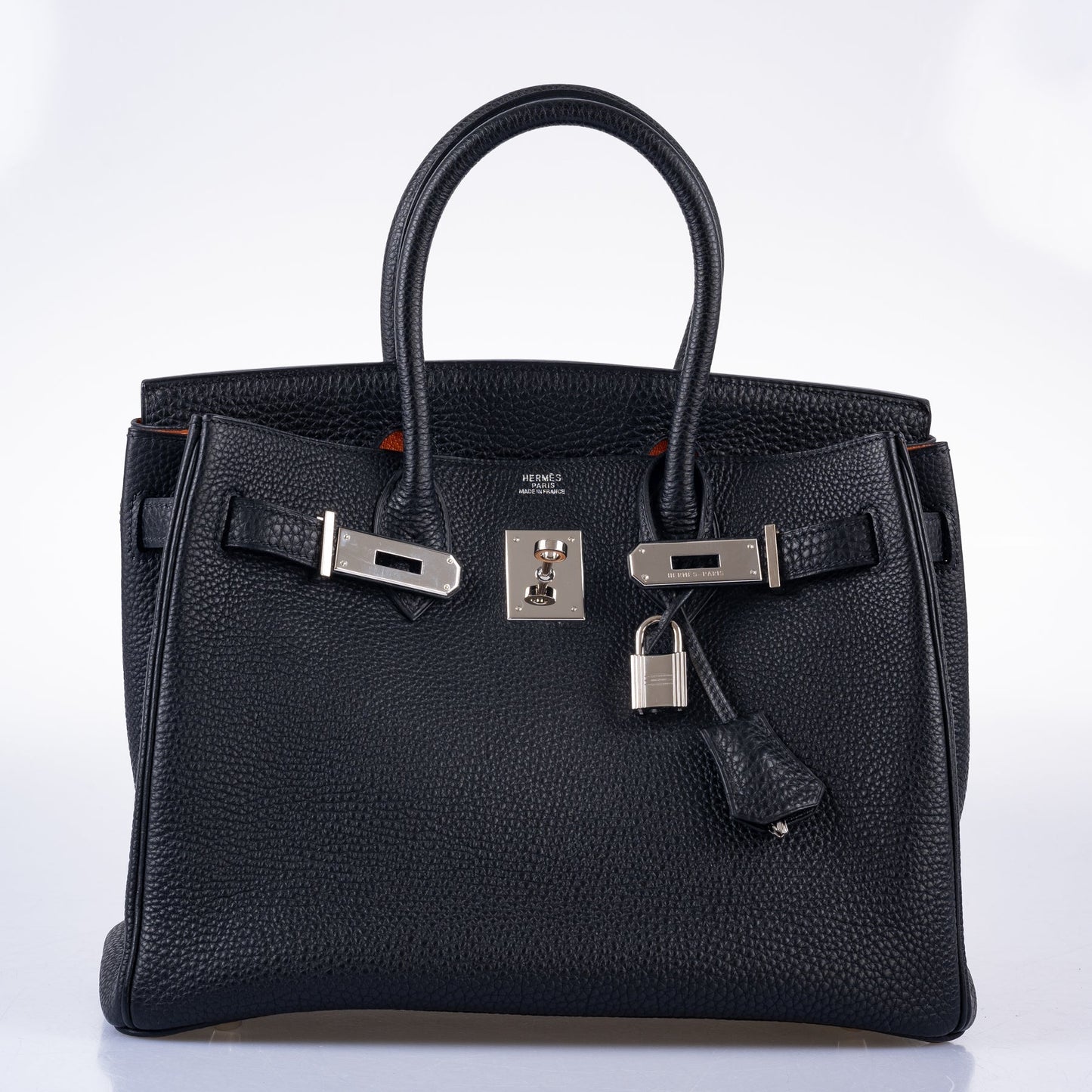 Hermès Birkin 30 Bi-Color Black Togo and Orange H Palladium Hardware