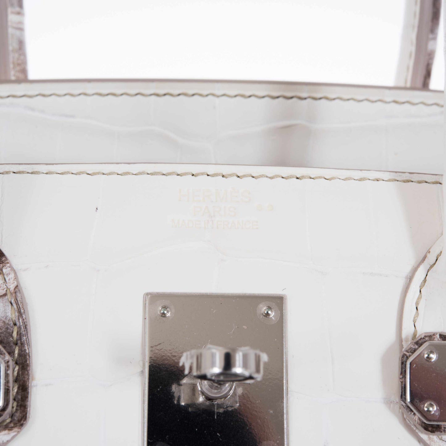 Hermès Birkin 30 White Himalayan Niloticus Crocodile Palladium Hardware