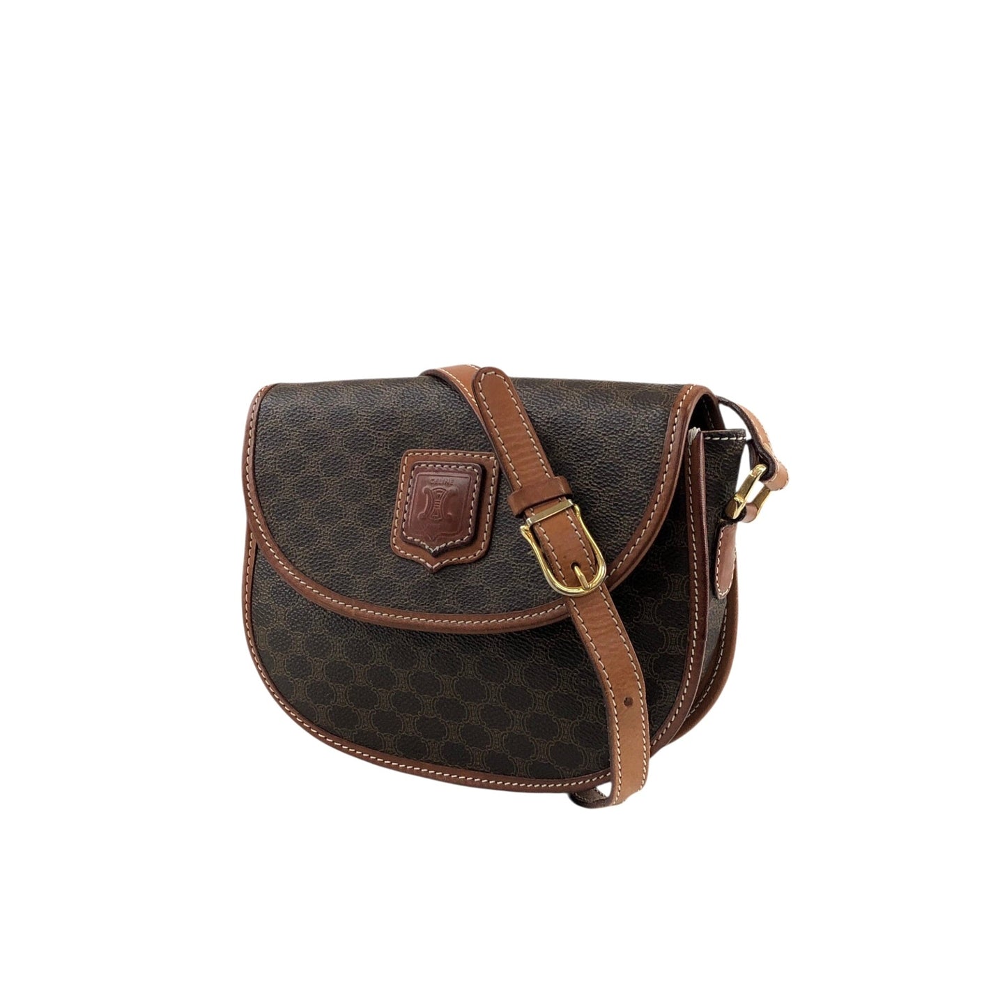 CELINE Round Shoulder bag Brown Vintage v54uj5
