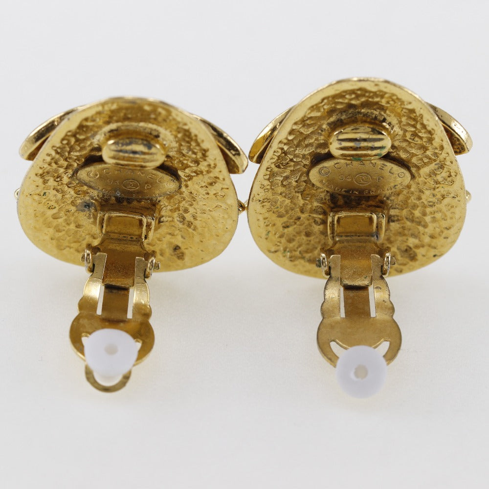 CHANEL Earring Plated Gold gold vintage COCO Mark Women Used