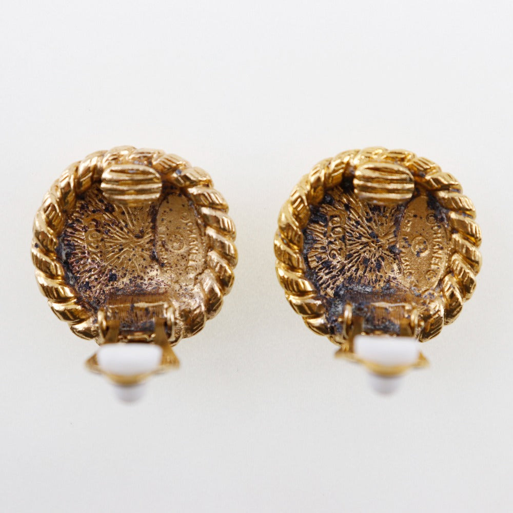 CHANEL Earring Plated Gold gold COCO Mark Women Used