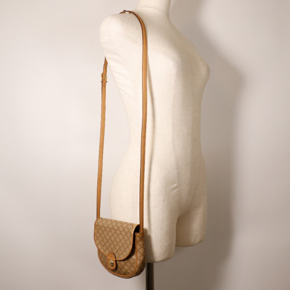 CELINE Shoulder Bag PVC, Leather beige Macadam Old Celine Pochette Women Used