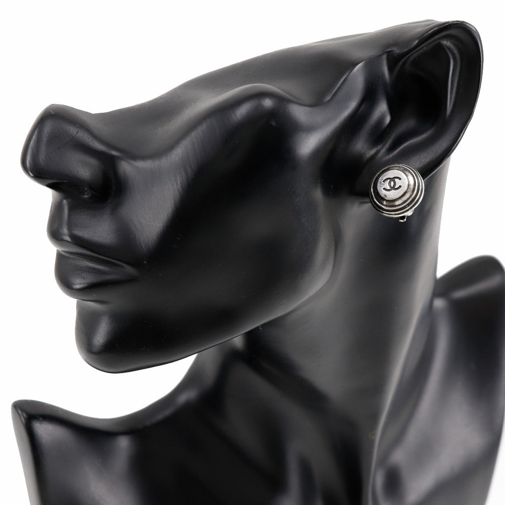 CHANEL Earring metallic Silver COCO Mark Women Used