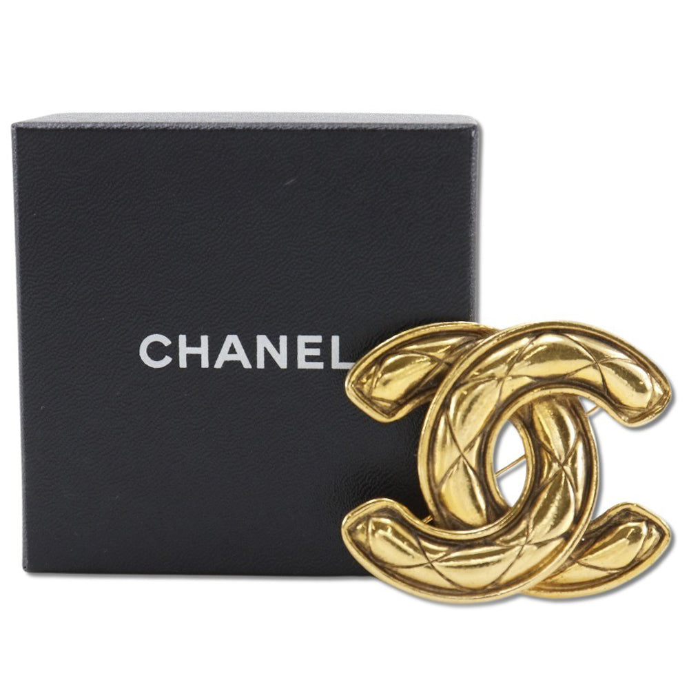 CHANEL Brooch Plated Gold gold vintage Matrasse COCO Mark Women Used