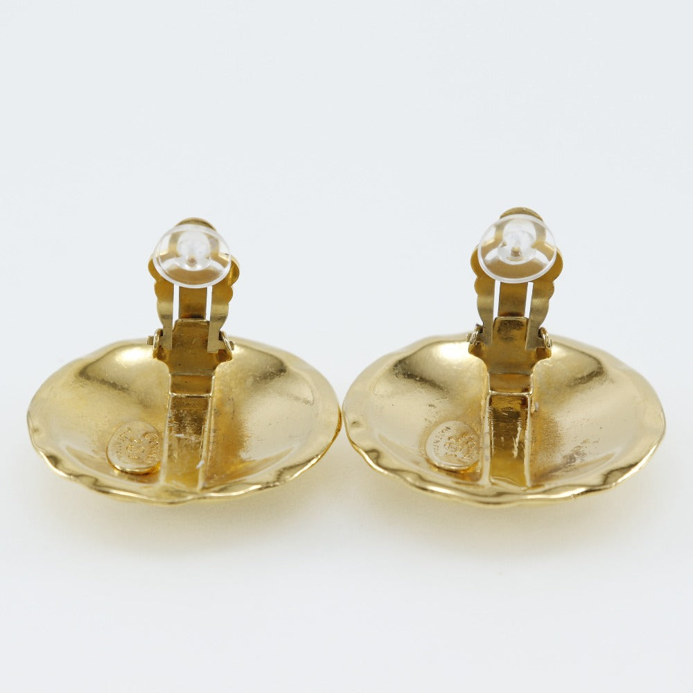 CHANEL Earring Plated Gold gold vintage Matrasse COCO Mark Women Used