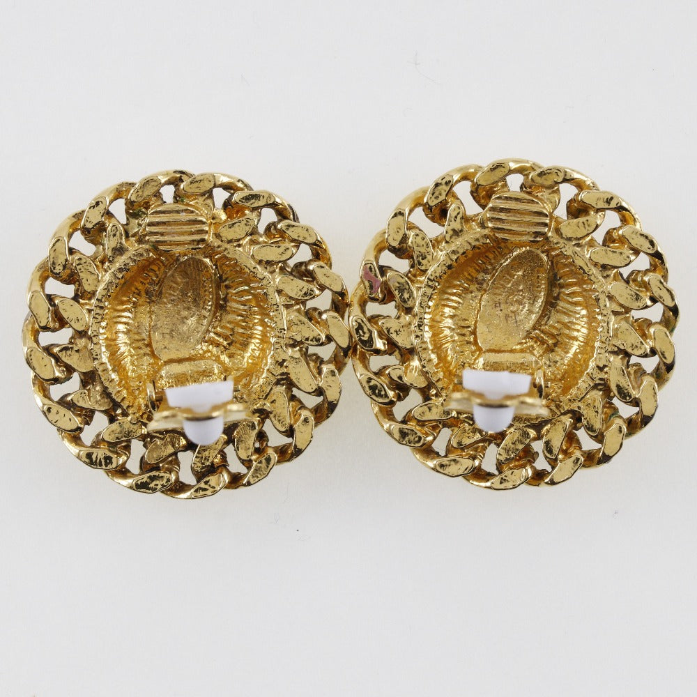 CHANEL Earring Plated Gold gold vintage Matrasse COCO Mark Women Used