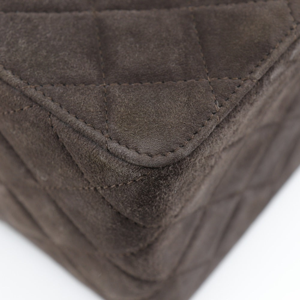 CHANEL Handbag Suede Brown Plastic Chain Vanity