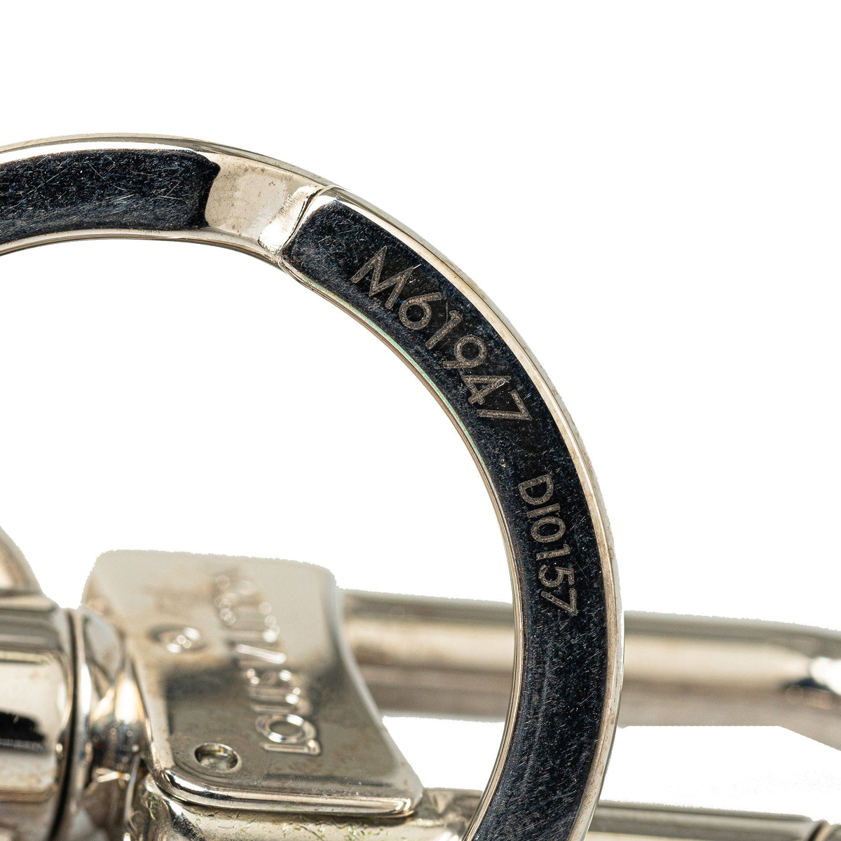 Silver Louis Vuitton LV Circle Bag Charm and Key Holder