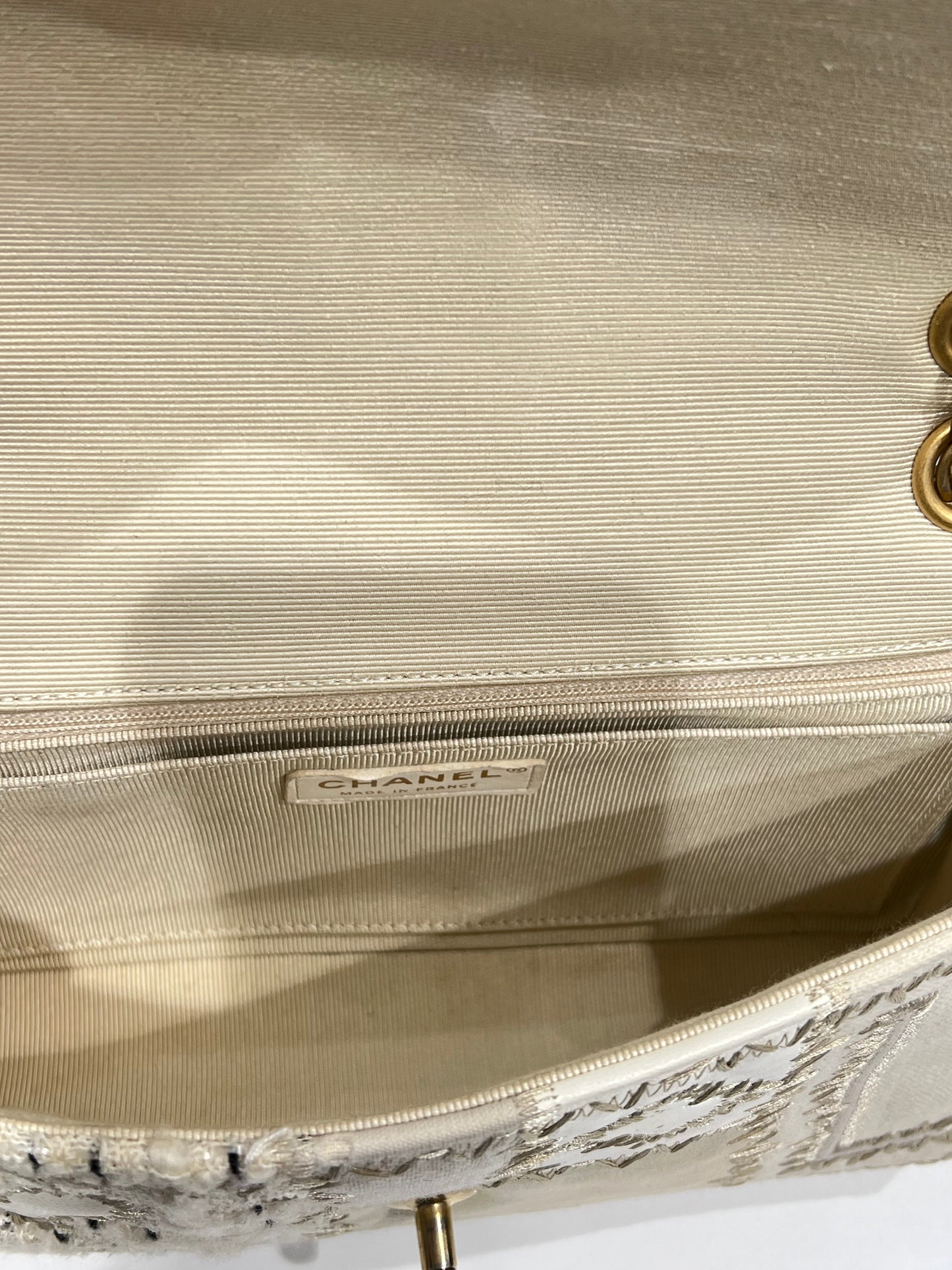 Chanel - sac classique patchwork crème