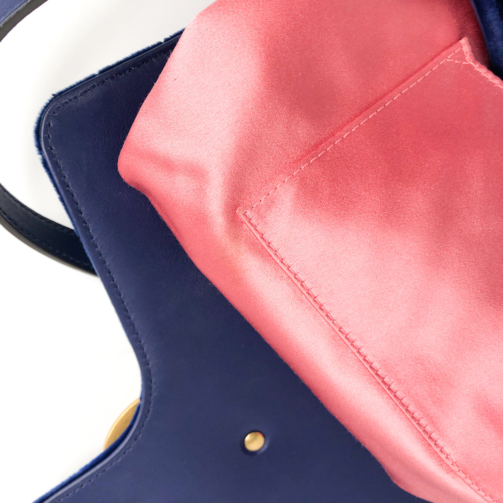 Gucci Marmont Matelasse Medium Shoulder Bag in Blue Velvet