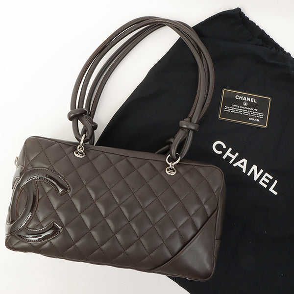 Chanel Around 2007 Made Cambon Boston Bag Dark Brown