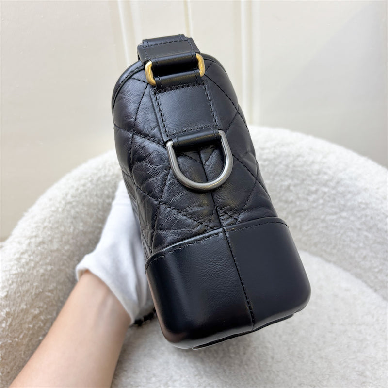 Chanel Small Gabrielle Hobo in Black Distressed Calfskin and 3 tone Hardware