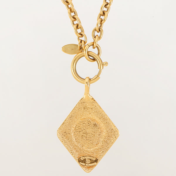 Chanel Diamond Shape Cc Mark Plate Necklace