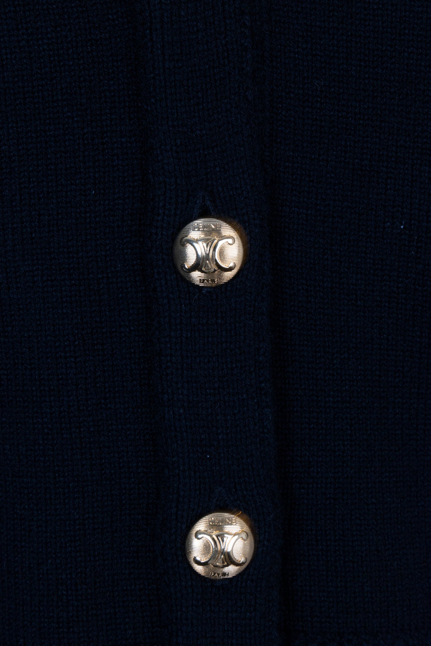 CELINE Triomphe Knit Cardigan Black Gold Cashmere