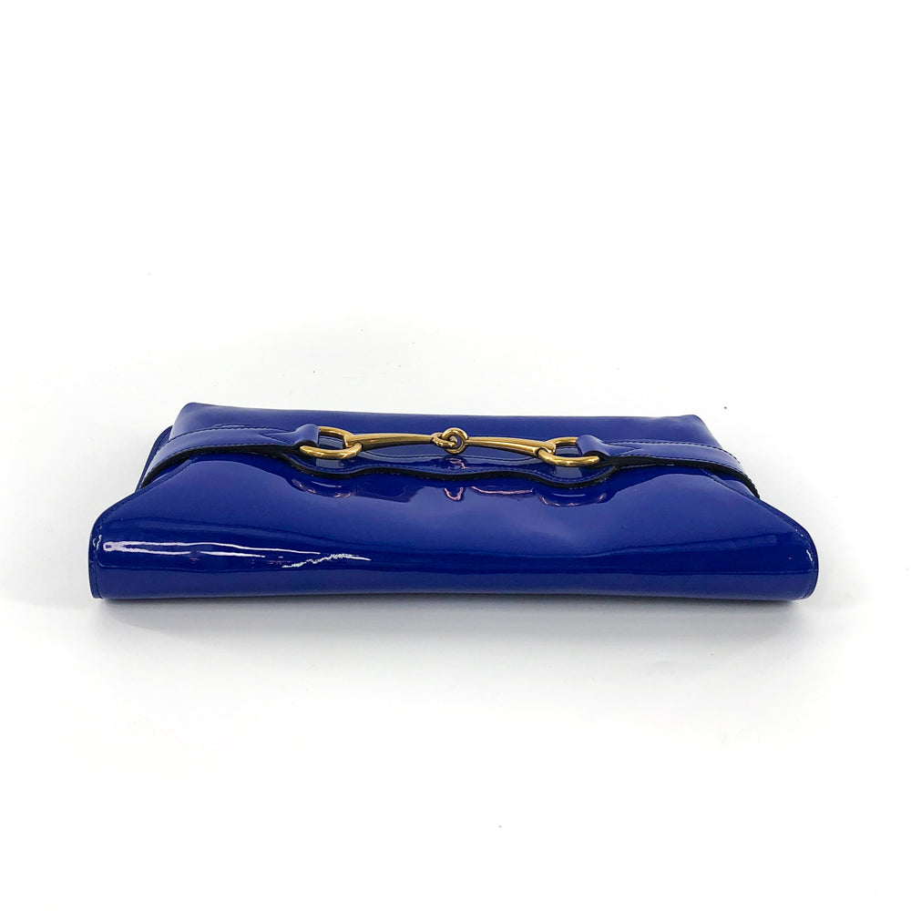 Gucci Electric Blue Patent Bright Brit Clutch