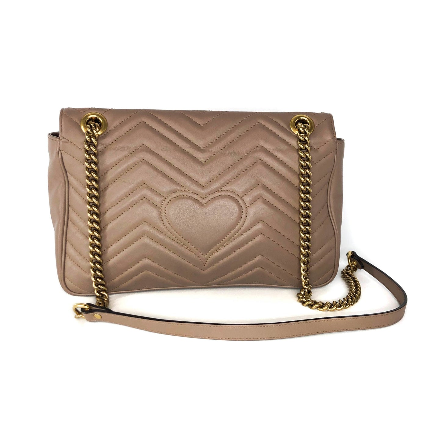 Gucci Marmont Matelasse Medium Leather Shoulder Bag in Beige