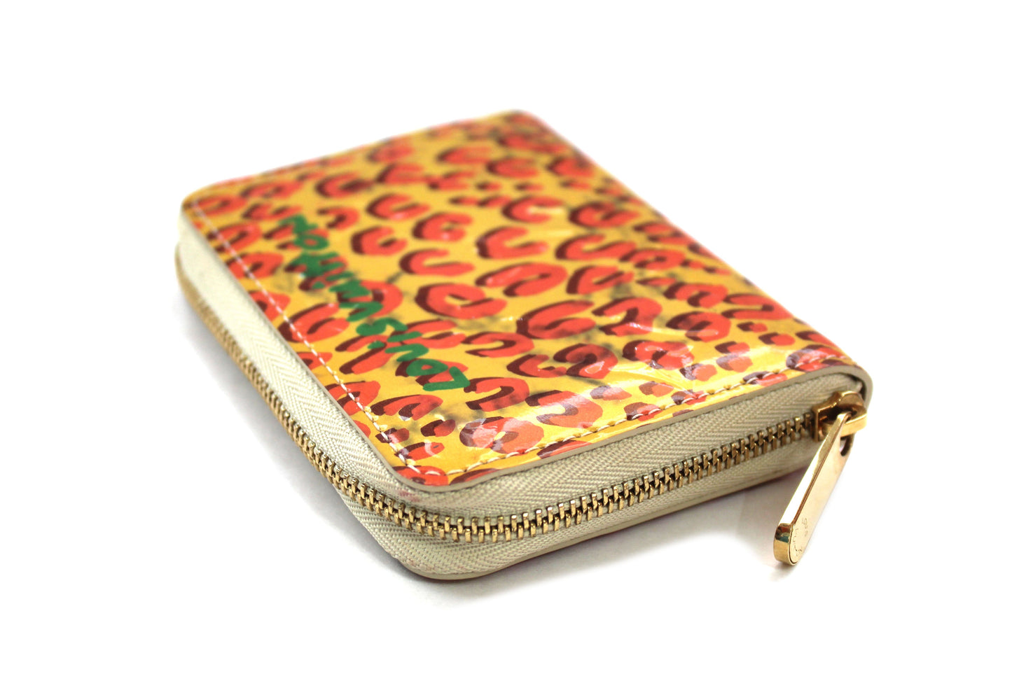 Louis Vuitton Vernis Yellow and Orange Corail Monogram Leopard Small Zippy Wallet