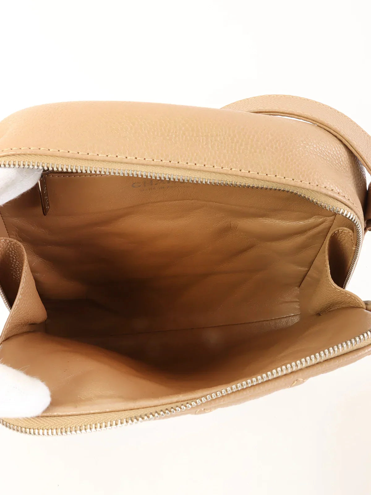 Chanel Around Made Caviar Skin Cc Mark Stitch Shoulder Bag Beige