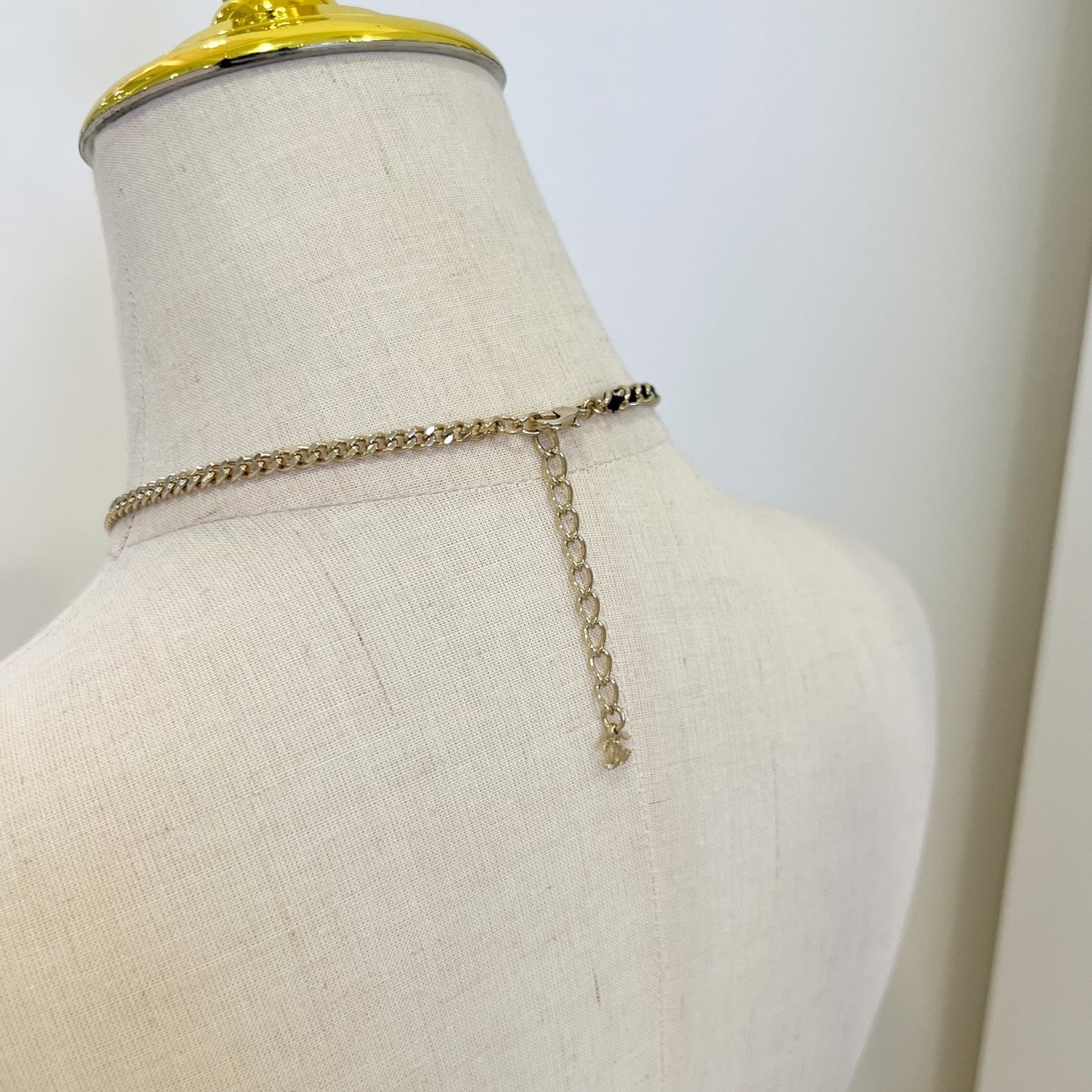 Chanel 25B Flower, Star and CC Logo Necklace with Black Leather and Crystals in Light Gold HW (Model: ABG287)