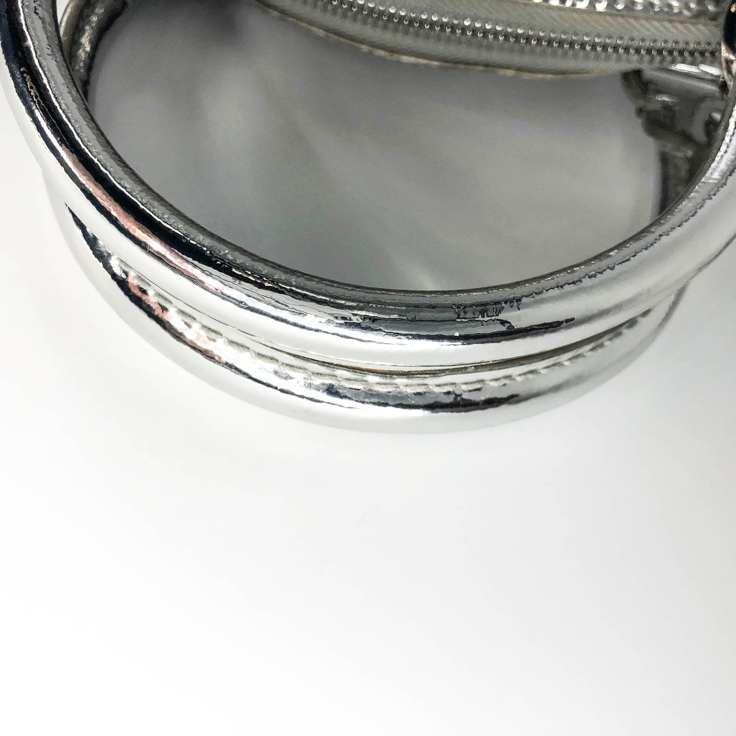 Louis-Vuitton Silver Monogram Miroir Lockit Handbag