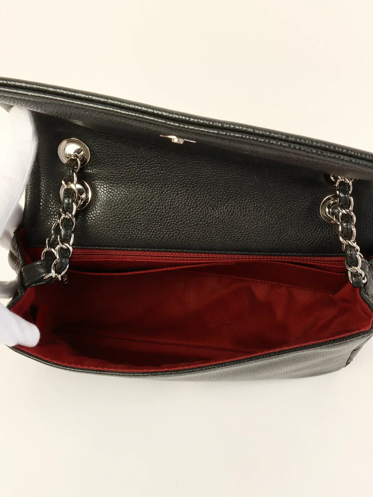 Chanel Around Made Caviar Skin Cc Mark Stitch Chain Bag Black