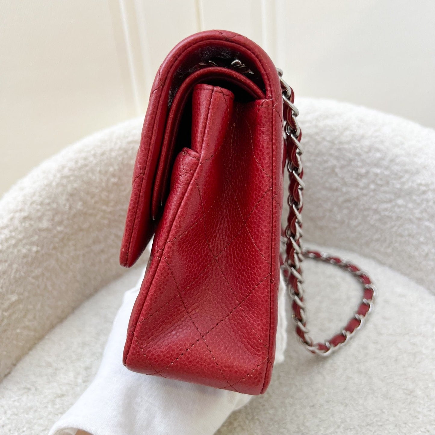 Chanel Medium Classic Flap CF in Red Caviar and SHW