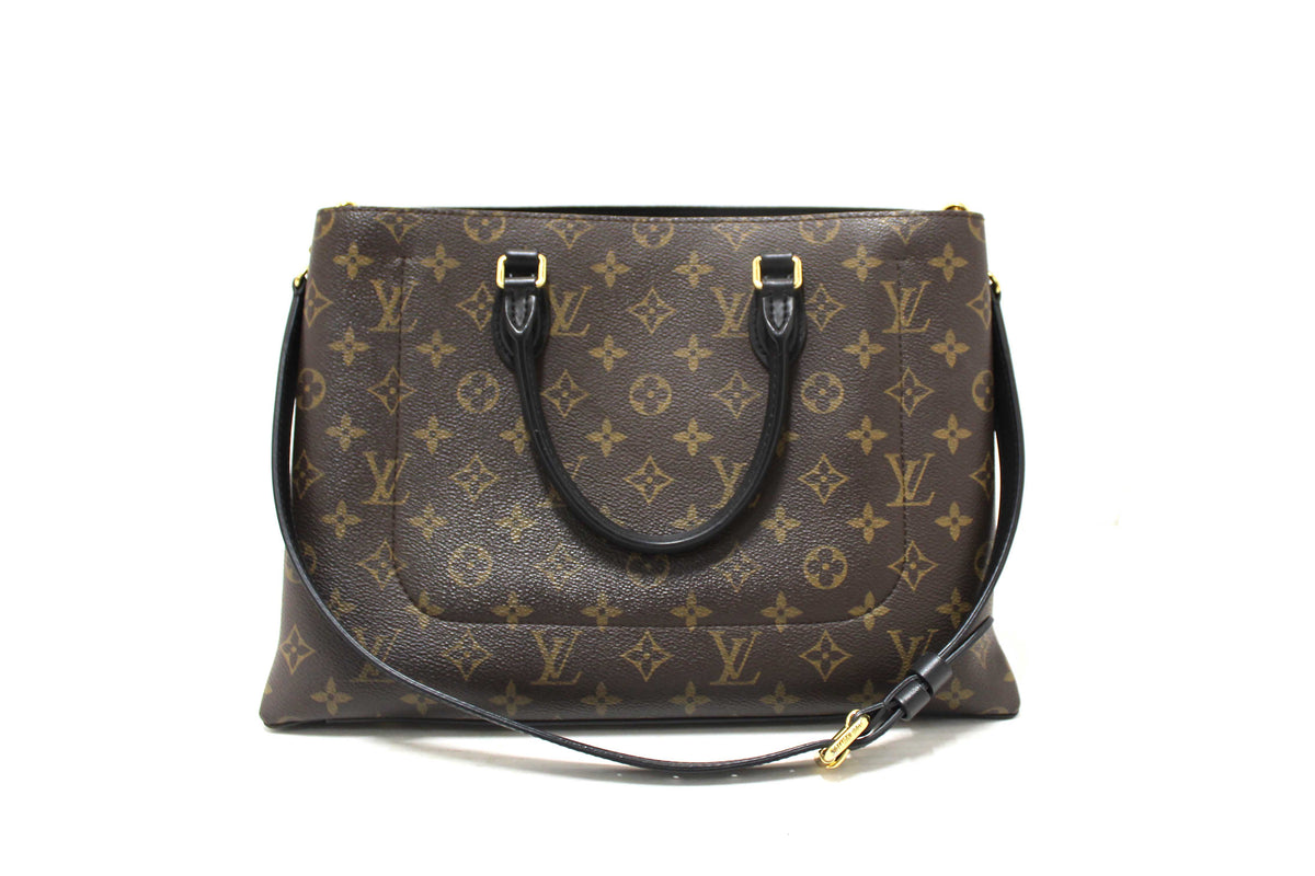 Louis Vuitton Black Monogram Canvas Flower Tote Hand Shoulder Bag