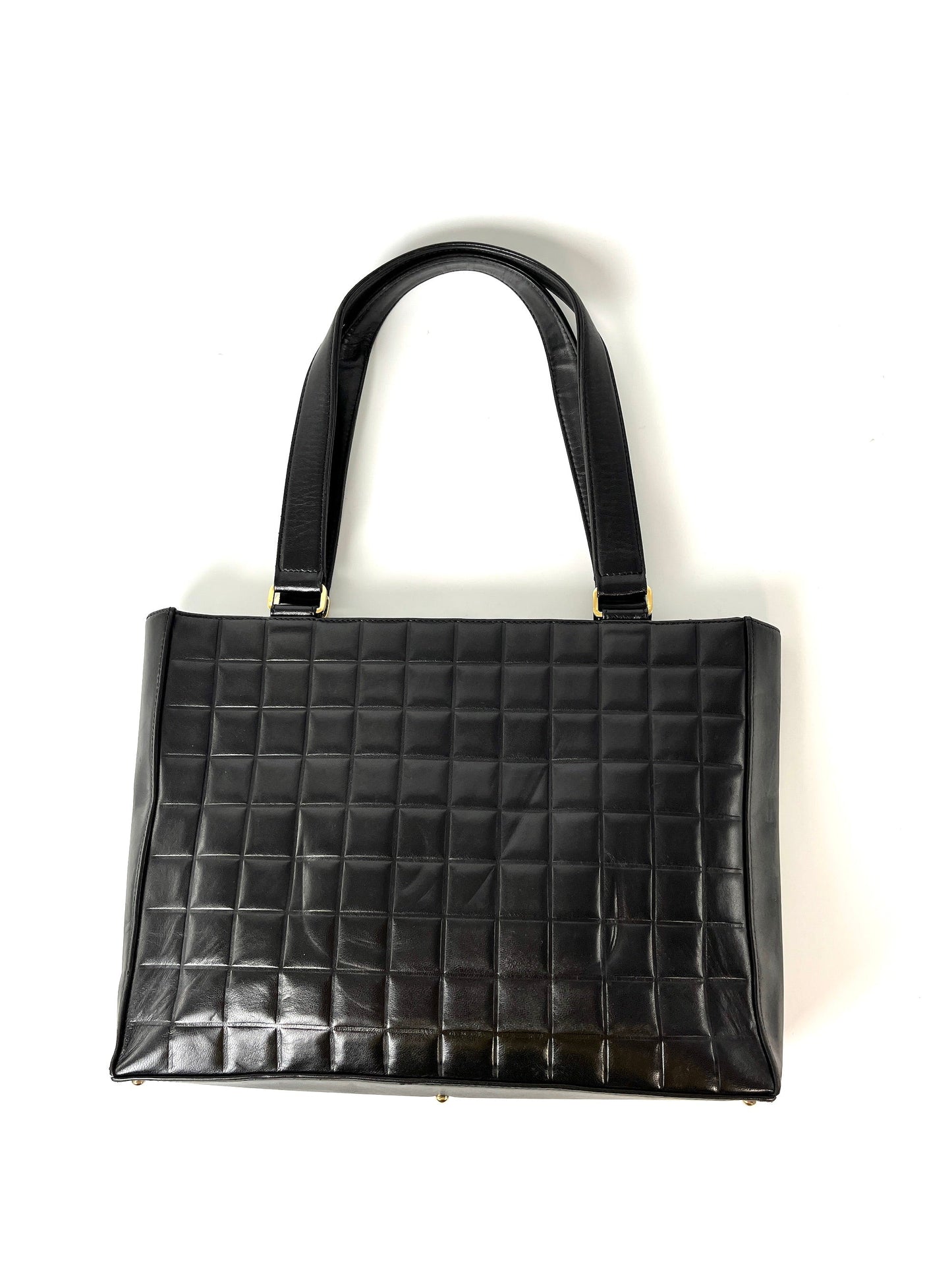 Vintage CHANEL Chocolate Bar Black Leather Shoulder Bag