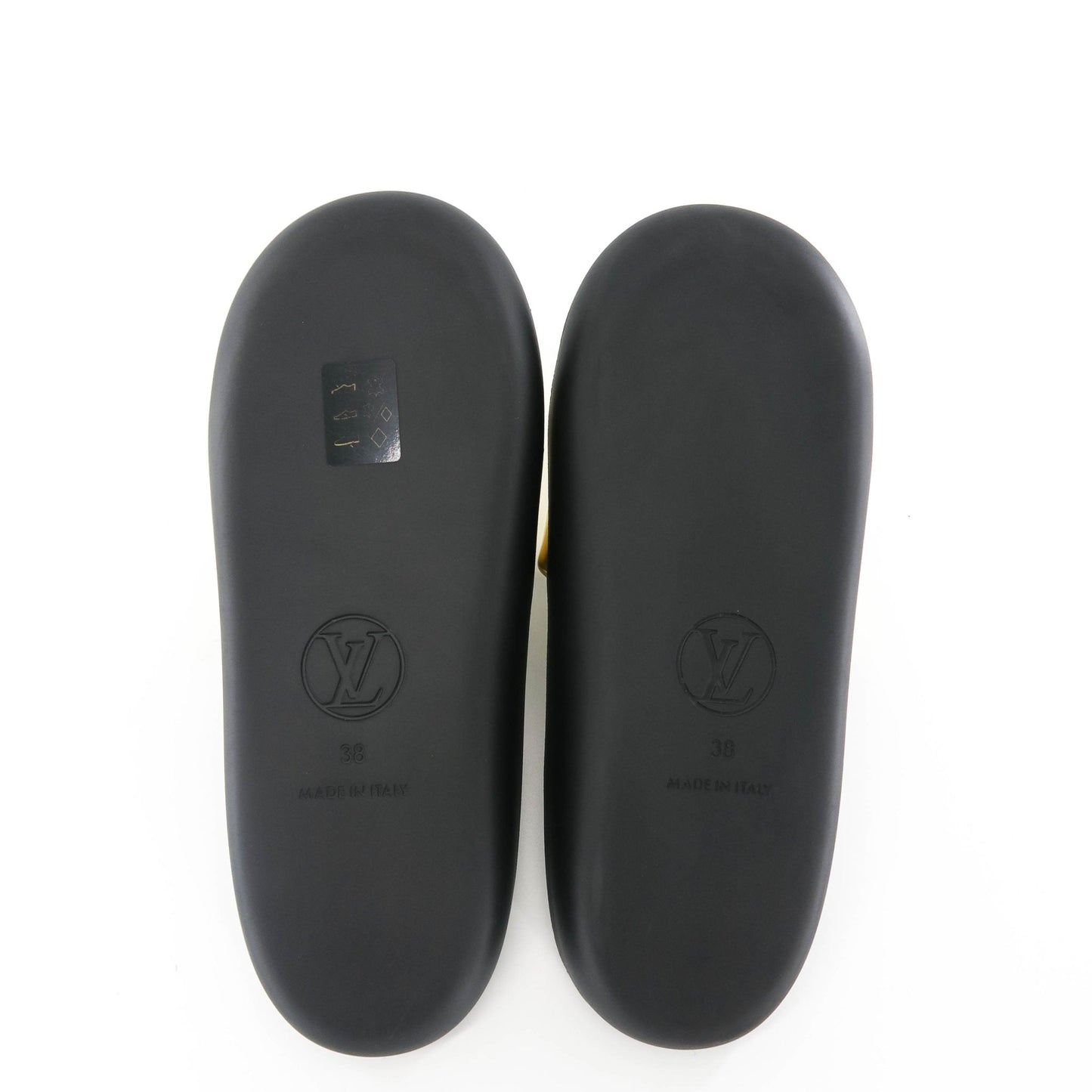 Louis-Vuitton Women's Gold and Canvas Slides